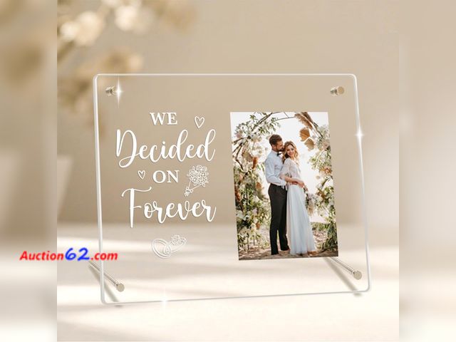Lot 44-9134 - Lot of (2) Engagement Gifts for Couples, We Decided on Forever Engagement Picture Frame, Engagement Gifts for Women, Wedding Gift for Newlyw...