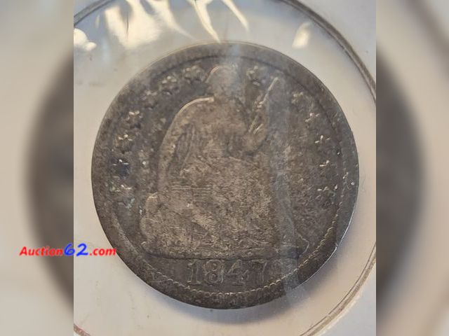 Lot 44-8399w - 1847 90% SILVER SEATED LIBERTY HALF DIME. MINTED IN PHILADELPHIA.-NT