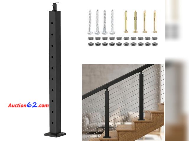 Lot 44-1501m - $179.99 Retail price - Shineforu 36" Black Cable Railing Kit, Complete Cable Railing System with 2 Stainless Steel Level Posts &amp; 98ft Wi...