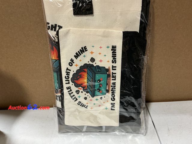 Lot 44-9144b - Eco Friendly Shopping Tote Funny Dumpster Fire Tote Bag And Travel Pouch Appears New, A basic inspection has been given to this item. Sold A...