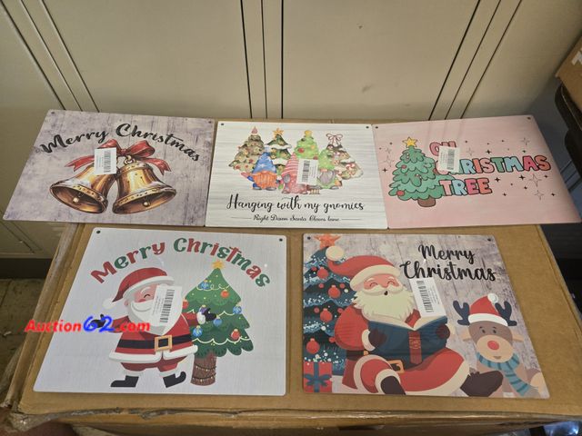 Lot 44-6559t - Lot of 5 8x10in Christmas Hanging Wood Signs Appears New, A basic inspection has been given to this item. Sold AS-IS.