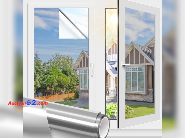 Lot 44-2723w - One Way Privacy Window Film Heat Control UV Blocking Static Cling Window Tint for Home Reflective Mirror Glass Coverings for Bedroom Office ...