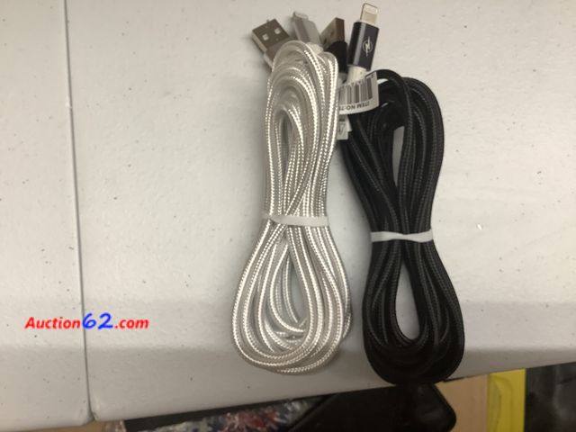 Lot 44-6138e - A set of two 10Ft iPhone Chargers, assorted colors Appears New, A basic inspection has been given to this item. Sold AS-IS. See All Photo's ...