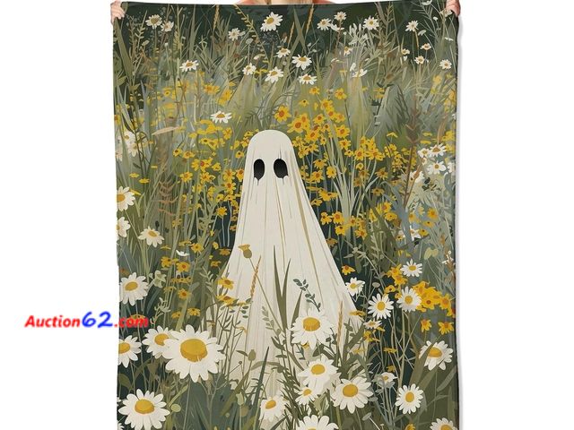 Lot 44-6833b - Halloween Blanket Ghost 50" x 60" Appears New