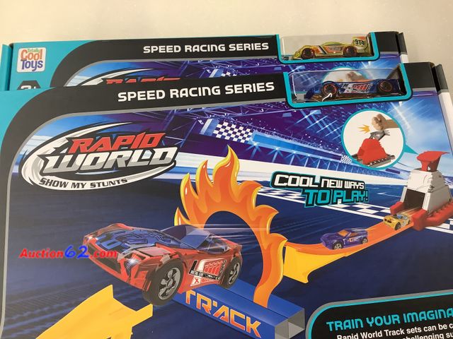 Lot 44-7601t - Lot of 2 Rapid world stunt speed racing series ages 3+ cars are different colors.NEW. See All Photo's Not Tested Never opened, Factory Seale...