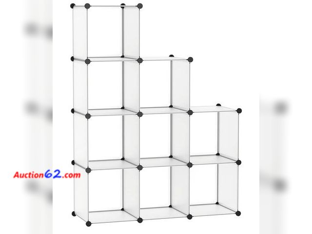 Lot 44-6976p - C&amp;AHOME Cube Storage, 9-Cube Plastic Closet Cabinet Organizer, DIY Stackable, 36.6"L x 12.4" W x 48.4" H Appears New, A basic inspection...
