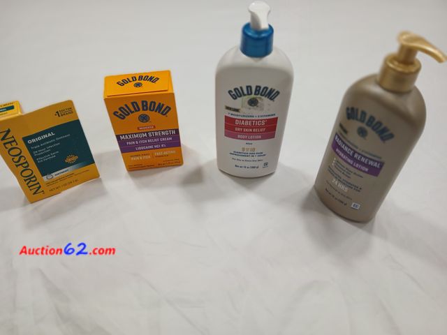 Lot 44-4023e - New bottle of Gold Bond Radiance Renewal Hydrating Lotion, 14 ounces.  New bottle of Gold Bond Diabetics Dry Skin Relief, 13 ounces.  New in...