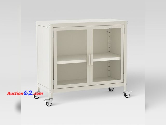 Lot 44-29a - $150 Retail price - 2 Door Metal Rolling Locker Storage Cabinet Chalk White - Room Essentials™ Appears New, A basic inspection has been give...