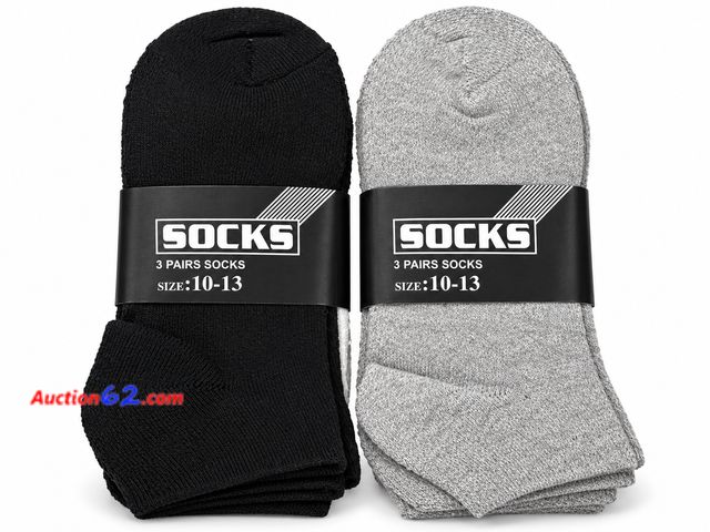Lot 44-6088m - 6 pairs of men’s ankle socks colors white grey and black. Size 10-13. #50121 Appears New, A basic inspection has been given to this item. So...