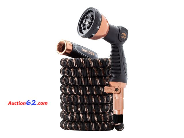 Lot 44-1809a - Pocket Hose 50 FT Copper Bullet Expandable Hose w/Thumb Spray Nozzle, AS SEEN ON TV, 650psi 3/4in Solid Copper Anodized Aluminum Fittings Le...