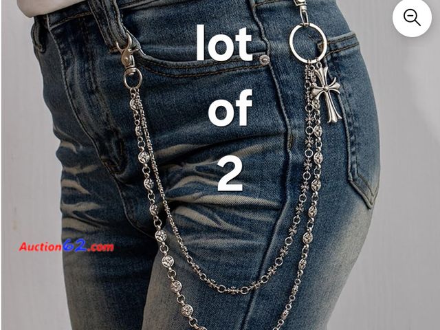 Lot 44-4050b - Lot of 2 Pants Chains for Men Women Trousers Wallet Chain Biker Keychain Hip Hop Punk Cross Jeans Chain Appears New, A basic inspection has ...