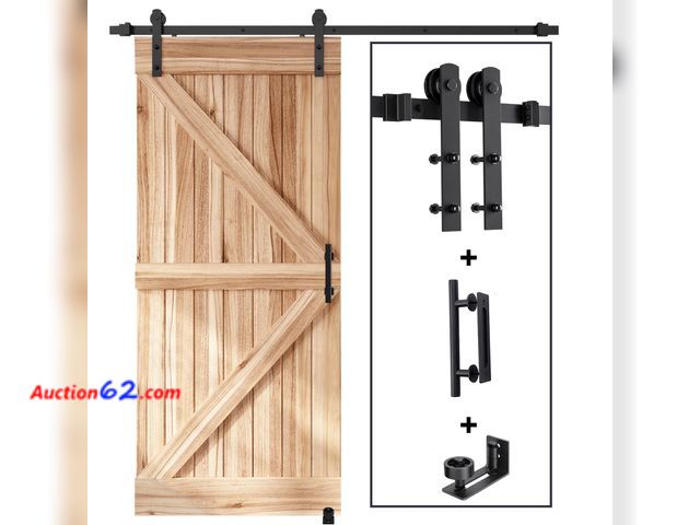 Lot 44-1622o - EaseLife 6.6 FT Sliding Barn Door Track and Handle Hardware Kit, Straight Pulley,Slide Smoothly Quietly,Easy Install (6.6FT Track Kit for 36...