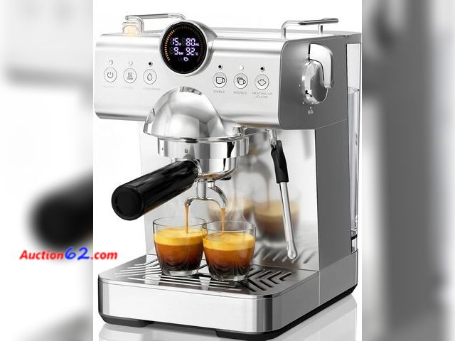 Lot 44-7140i - Espresso machine, 20 bar Espresso maker with milk frother steam wand, LED display stainless steel, home barista machine for  latte &amp; cap...