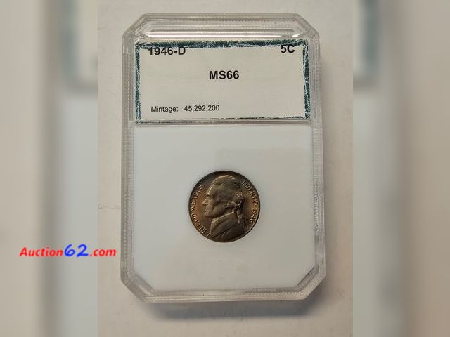 Lot 44-8319u - REALLY NICE 1946-D JEFFERSON NICKEL GRADED MS66 (MINT STATE) BY PCI-NT