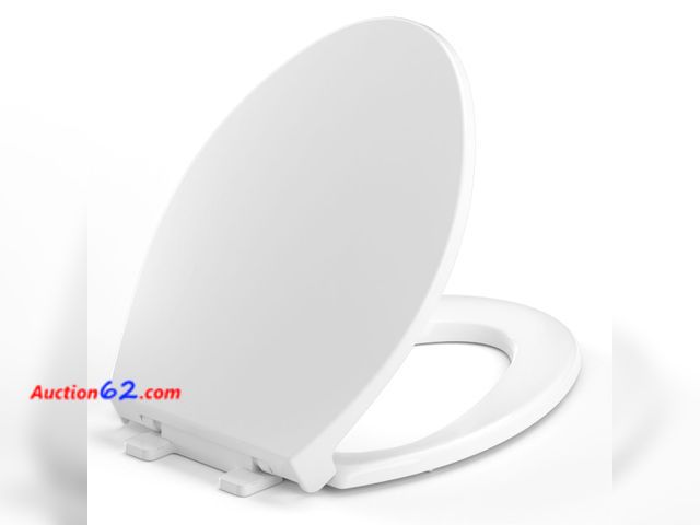 Lot 44-1645o - Elongated Toilet Seat, 18.5” Soft/Slow Close Oval (Oblong) Toilet Seat for Elongated Toilets, No-Slam Quiet-Close Lid, Easy-to-Install &amp;...