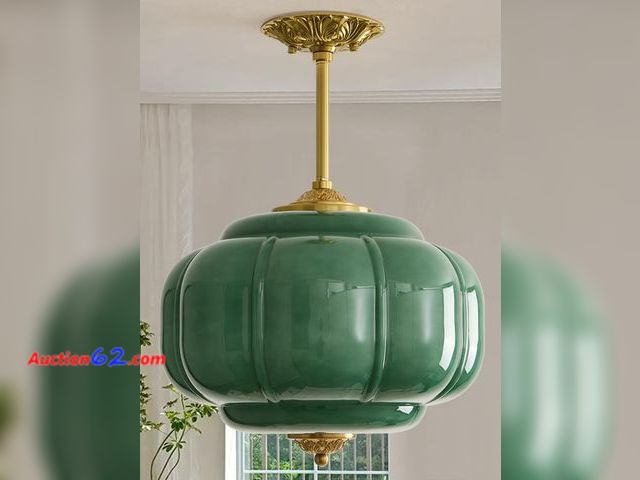 Lot 44-2730w - $199.99 Retail price - Linovix Milk Glass Pendant Light 15 Inch Semi Flush Mount Ceiling Light Fixture Adjustable Height Mid Century Brass V...