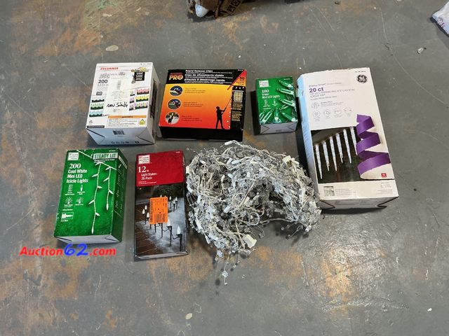 Lot 44-1668 - Sylvania, Home Accents, GE - LED Christmas Lights Lot, 200-ct Cool White, 100-ct Green, 20-ct Icicle Set Not Tested See All Photo's E-Commer...