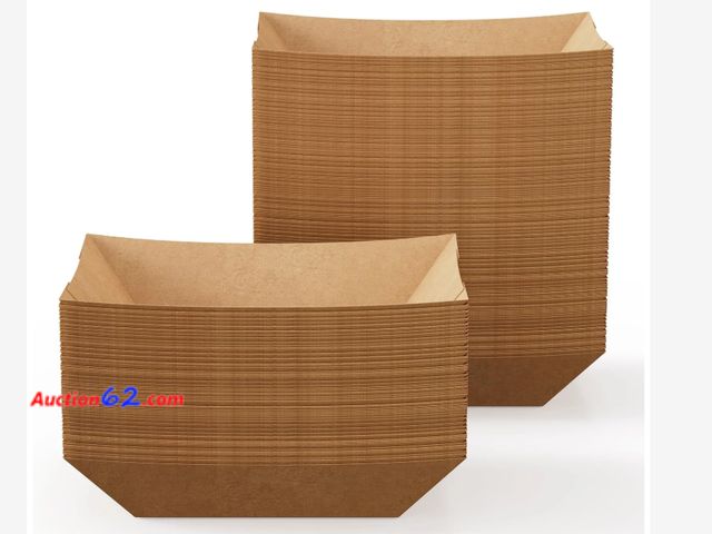 Lot 44-1846e - Jolly Chef Kraft Paper Food Trays - Bulk Paper Food Trays | Food Boats for Nachos, French Fries  Appears New, A basic inspection has been gi...