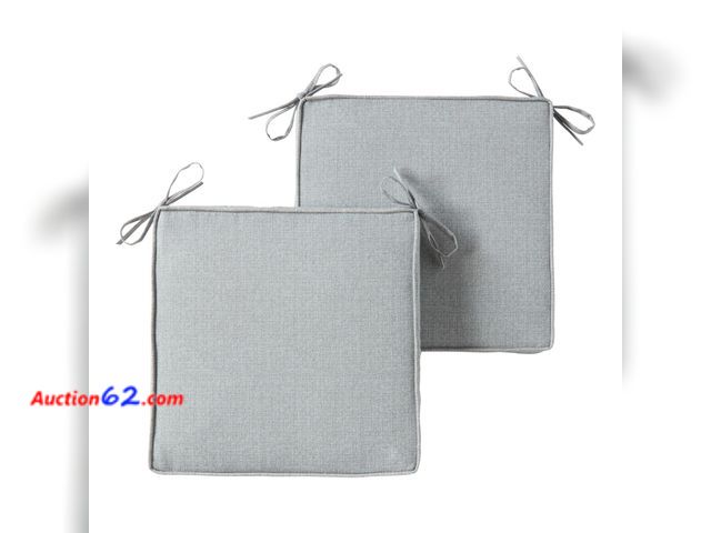Lot 44-164e - Greendale Home Fashions Outdoor 18   X 18   Square Seat Pad  Set of 2  Heather Gray See All Photo's Appears New, A basic inspection has been...