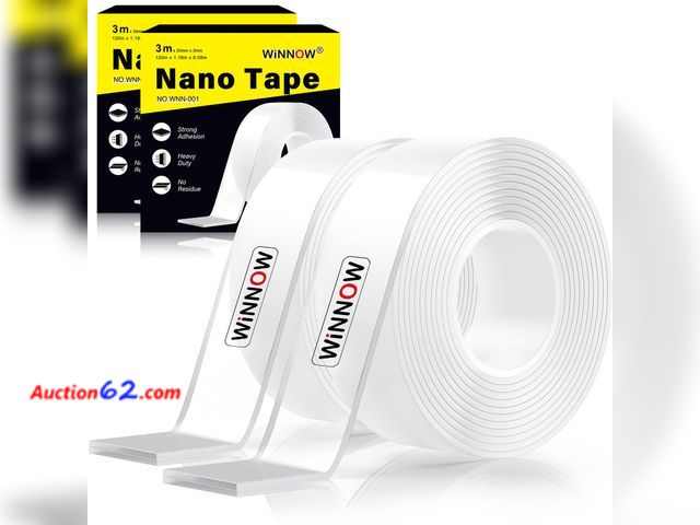 Lot 44-9044m - WINNOW 2 Pack Heavy Duty Double Sided Tape - 1.2" x 120" Strong Adhesion and Reusable Nano Tape, Removable Mounting Tape for Student Dormito...