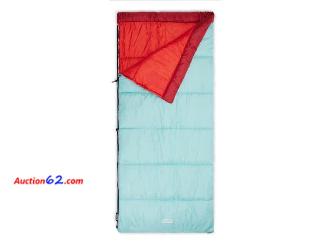 Lot 44-214z - Coleman Flatlands 50°F Sleeping Bag, Made from 100% Recycled Material, Cool Weather Adult Sleep Sack - Appears New, A basic inpection has be...