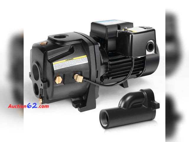 Lot 44-887w - $208.99 Retail price - Acquaer Shallow/Deep Well Jet Pump, Cast Iron Convertible Pump with Ejector Kit, Well Depth Up to 25ft or 90ft, 115V/...