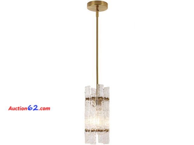 Lot 44-2767f - KELUOLY Modern Gold Crystal Pendant Light for Kitchen Island, Luxury Mini Water Ripple Glass Chandelier Lights Fixture, E26 Square Adjustabl...