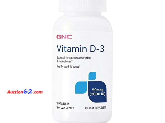 Lot 44-6805p - GNC Vitamin D3 50mcg Supplement, 2000 IU, Supports Teeth and Bone Health,180 Servings Appears New, A basic inspection has been given to this...
