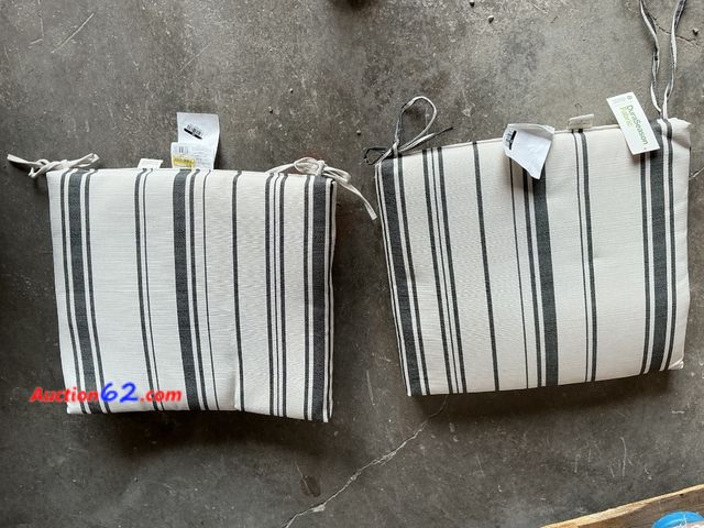Lot 44-305e - Lot of (2) 18"x20" Woven Stripe Seat Cushion Black/Ivory - Threshold™ See All Photo's Appears New, A basic inspection has been given to this...