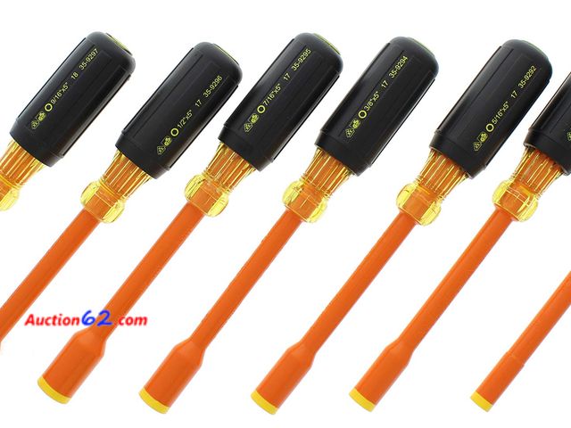 Lot 44-164j - $167.99 Retail price - IDEAL Electrical 35-9104 Insulated Nut-Driver Set [7 Pieces] Orange, 4 in. Shaft Screwdrivers with Cushion-Grip Handl...