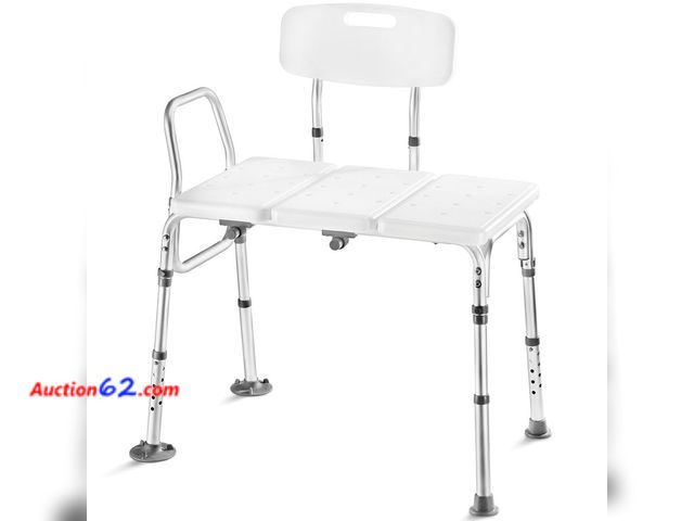 Lot 44-652m - Medical King Transfer Bench MK7140 - Bathtub Shower Chair, Adjustable Height, Holds Up to 400 Lbs, White, Plastic Not Tested See All Photo's...