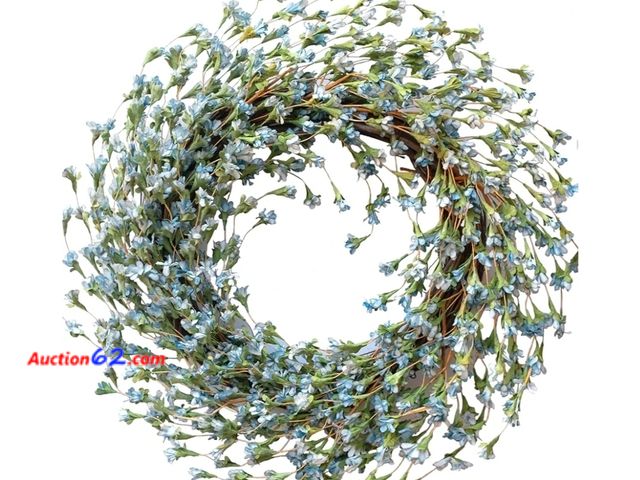 Lot 44-6699b - TEMPUS 18" Artificial Forsythia Wreath for Front Door Spring and Summer Wreath for Indoor and Outdoor Rustic and Farmhouse Style Home Decor(...