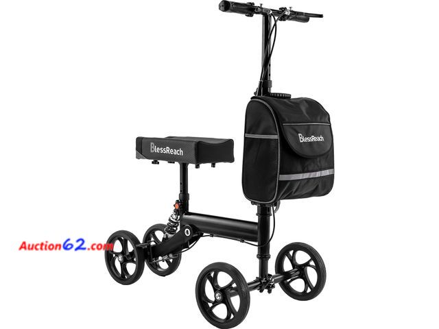 Lot 44-248a - $99.99 Retail price - BlessReach Knee Scooter Steerable Knee Walker Deluxe Medical Scooter for Foot Injuries Adult Compact Crutches Black Se...