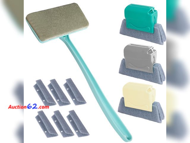 Lot 44-2590f - Window Screen Cleaner &amp; Track Cleaning Kit – Mesh Screen Cleaning Brush + 3 Groove Brushes &amp; 6 Replacement Cleaning Cloths – 14.8″ D...
