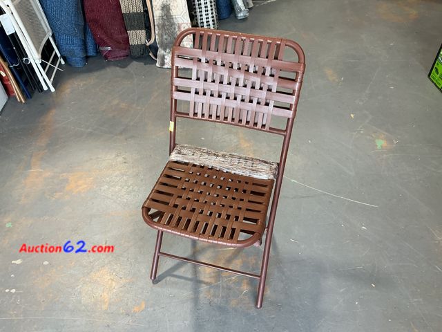 Lot 44-4020m - Vintage Brown Woven Strap Folding Chair Not Tested See All Photo's E-Commerce Return, A basic inspection has been given to this item. Sold A...