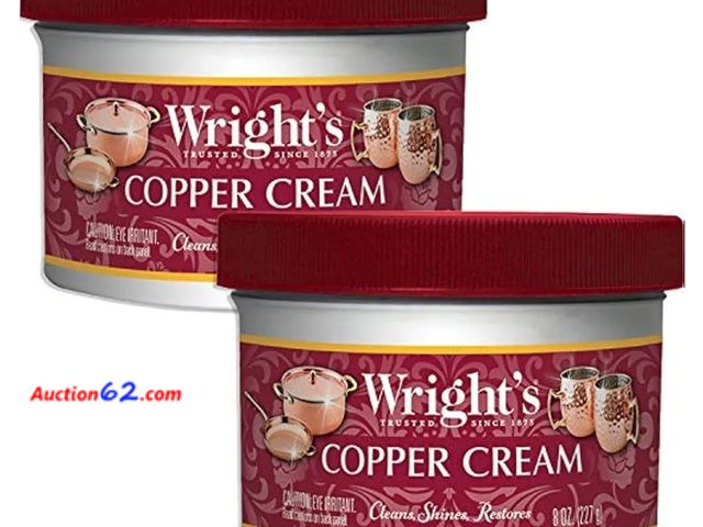Lot 44-6668g - Wright's Copper and Brass Polish and Cleaner Cream- 8 Ounce - 2 Pack - Gently Clean and Remove Tarnish Without Scratching,8 Ounce (Pack of 2...