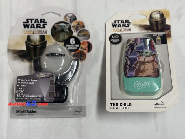 Lot 44-6077o - Set of 2 different Starwars Mandalorian nightlights. New. See All Photo's Not Tested Never opened, Factory Sealed