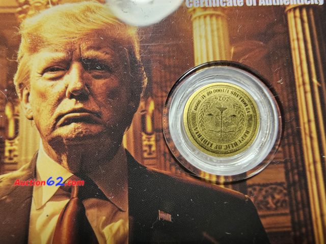 Lot 44-8313i - 1/1000 OZ REPUBLIC OF LIBERIA .9999 PURE GOLD COIN IN TRUMP-THEMED HOLDER! GREAT FOR GIFTS! NUMBER 4276 OF 9,999 MINTED. - NT