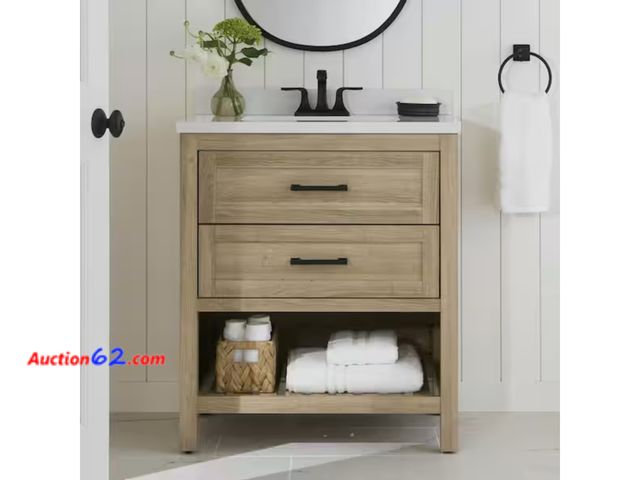 Lot 44-150i - $400 Retail price - Home Decorators Collection Autumn 30in Weathered Tan Bathroom Vanity Appears New, A basic inspection has been given to t...