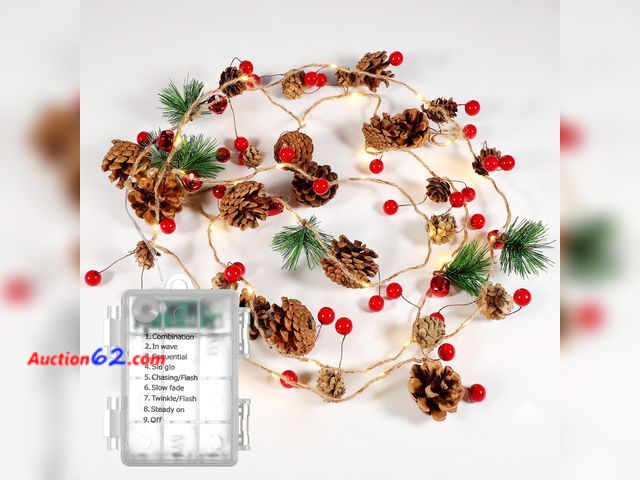 Lot 44-9040 - Retail of $36- Lot of (2) Christmas Garland with Lights, 9.8FT 30 LED Lights Christmas Deccorations Appears New, A basic inspection has been...