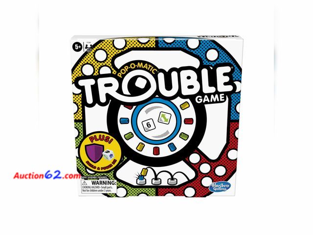 Lot 44-5604M - Hasbro Gaming Trouble Board Game, Includes Bonus Power Die and Shield, Family Game for 2-4 Players, Ages 5 and Up (Amazon Exclusive) Appears...