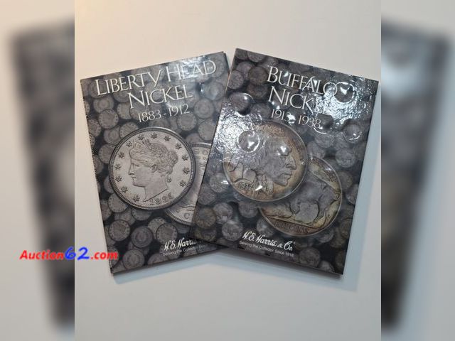 Lot 44-8309p - COIN SUPPLIES - H.E. HARRIS LIBERTY HEAD AND BUFFALO NICKELS FOLDERS. NOTE! - THERE ARE NO COINS IN THESE FOLDERS. THEY ARE EMPTY.-T