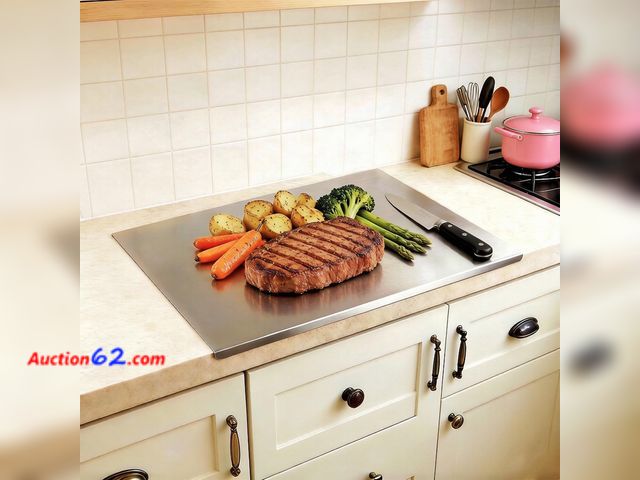Lot 44-2540a - Stainless Steel Cutting Boards for Kitchen, Food Grade Steel Cutting Board Non Toxic, Metal Cutting Board for Fruits, Vegetables, Bread, Sma...