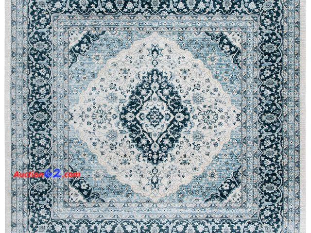 Lot 44-898 - SAFAVIEH Isabella Collection Area Rug - 4' Square, Cream &amp; Dark Blue, Oriental Design, Non-Shedding &amp; Easy Care, Ideal for High Traf...