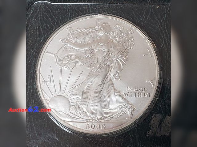 Lot 44-8335i - 2000 ONE OUNCE .999 FINE PURE SILVER AMERICAN EAGLE. STILL SEALED IN LITTLETON COIN CO PACKAGING.-NT