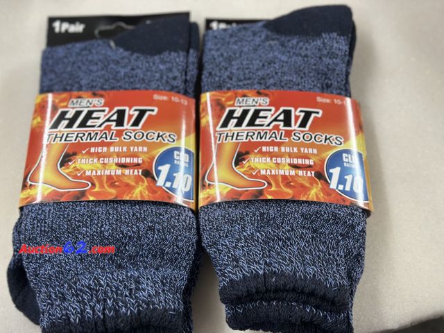Lot 44-7562t - 2 pair men’s heat thermal socks clo rating 1.10 size 10-13. NEW. See All Photo's Not Tested Never opened, Factory Sealed