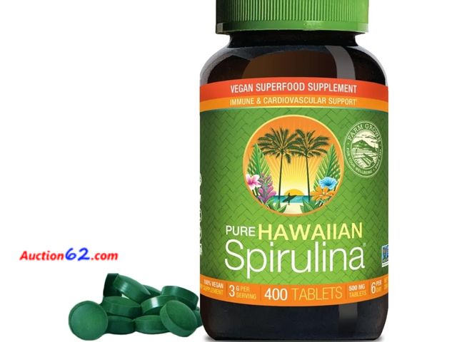 Lot 44-6554q - Nutrex Hawaii, Pure Hawaiian Spirulina 500 mg, Vegan, Supports Immune System, Heart, Cells and Energy, 400 Tablets Appears New, A basic insp...