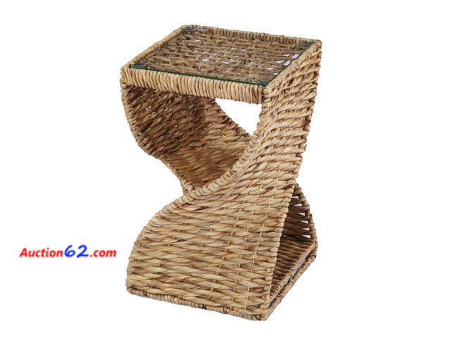 Lot 44-177a - $100 Retail price - Southern Enterprises 22.75  Tawny Brown Contemporary Water Hyacinth Accent End Table See All Photo's Appears New, A basi...