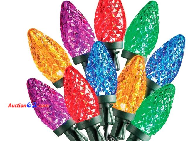 Lot 44-1675t - SYLVANIA Stay-Lit Platinum Strings Christmas Lights - LED C9 Multi Color Lights - (2 Strings of 50 Lights) Appears New, A basic inspection h...