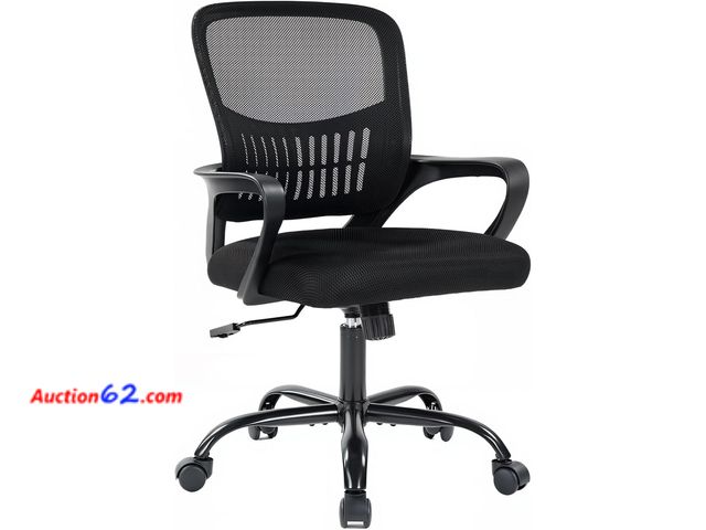 Lot 44-5519o - DUMOS Home Office Computer Chair - Ergonomic Mid Back Desk with Lumbar Support and Rocking Mode, Height Adjustable with Fixed Armrest, for C...